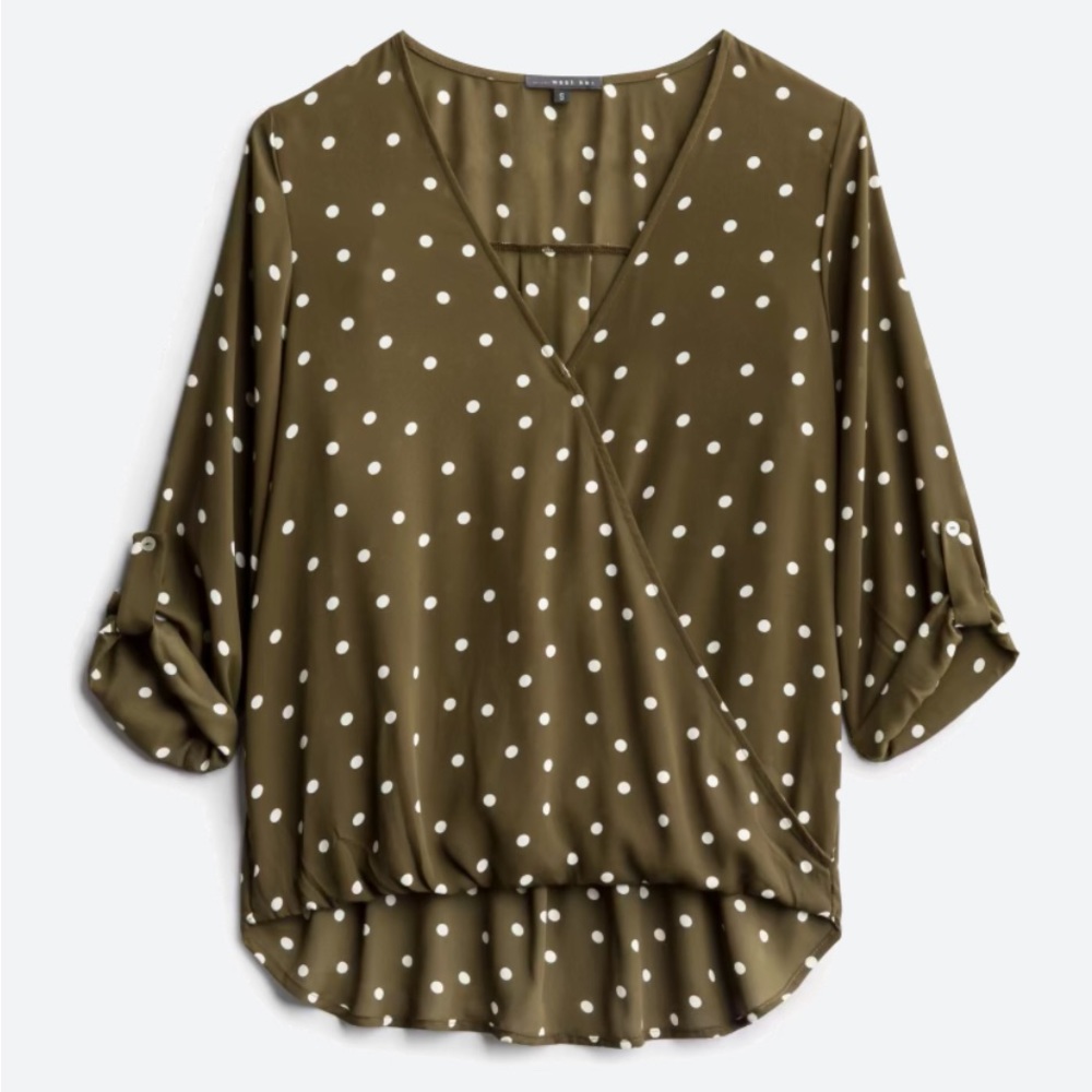 Surplice Rolltab High-Low Blouse